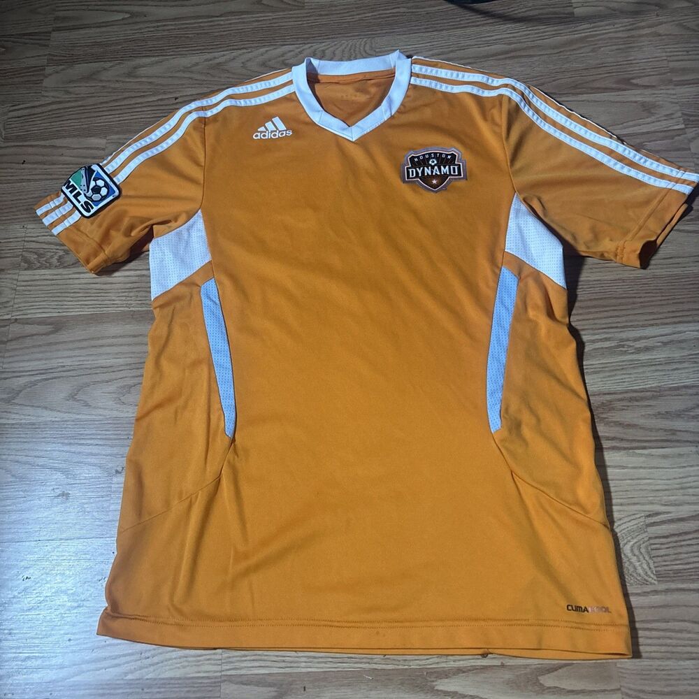 MLS Houston Dynamo Soccer Jersey Orange Adidas Climacool Mens Size Large